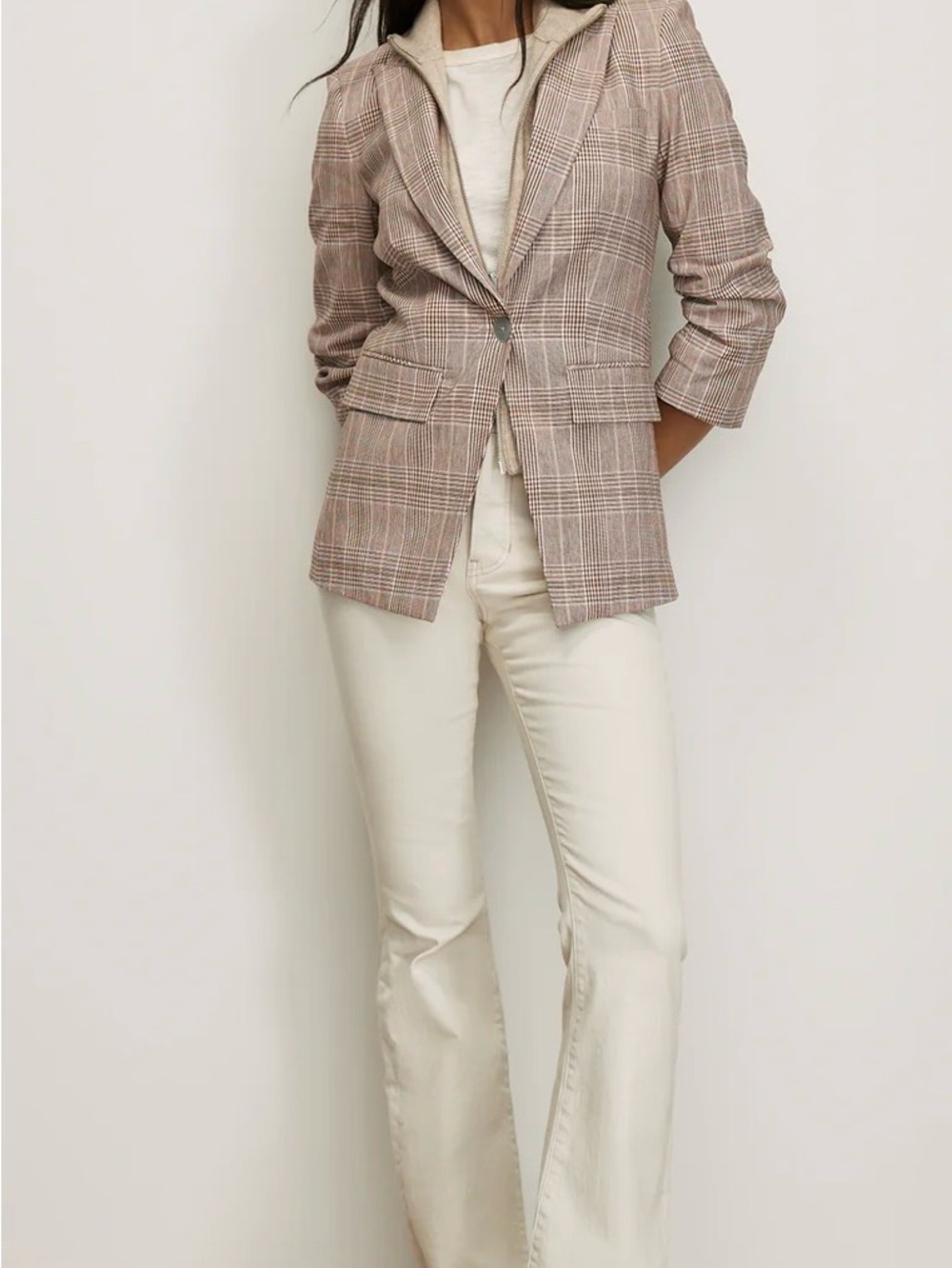 2026 Authentic Veronica Beard Clayton Plaid Dickey Jacket in Raisin Multi - Picture 3 of 13